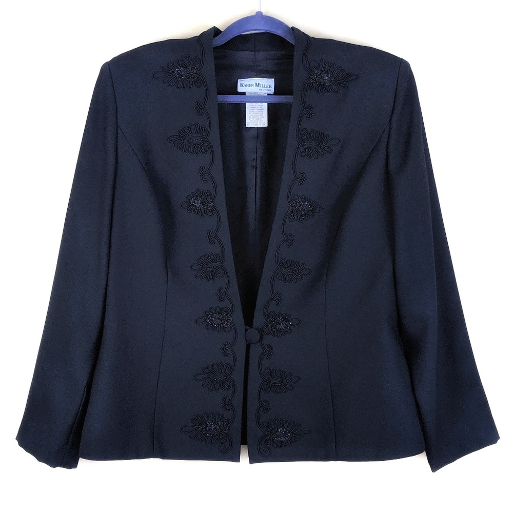 Karen Miller Jacket Blazer Beads Embroidered 18